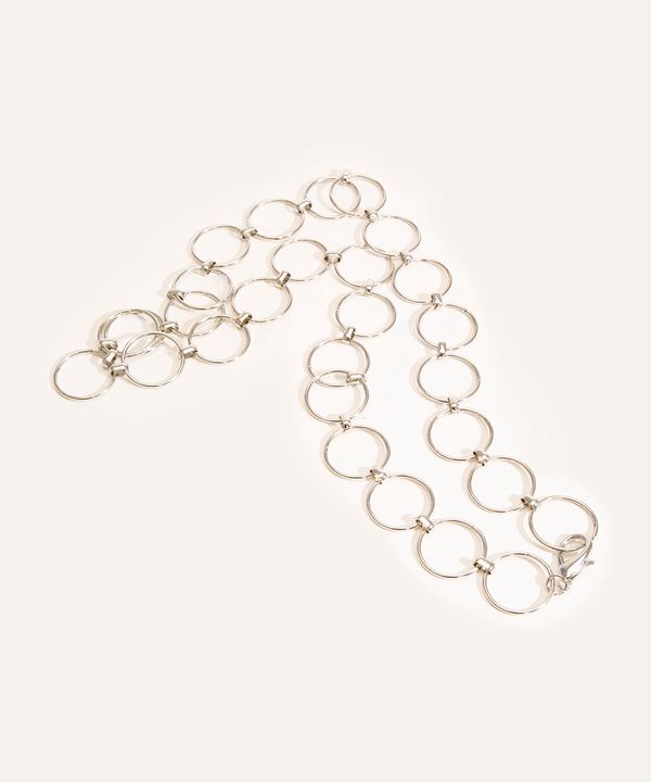 cinto com argolas prateado 110CM