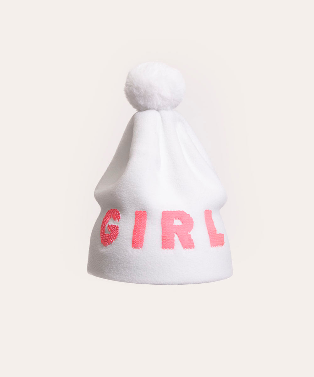 gorro infantil com paetê branco