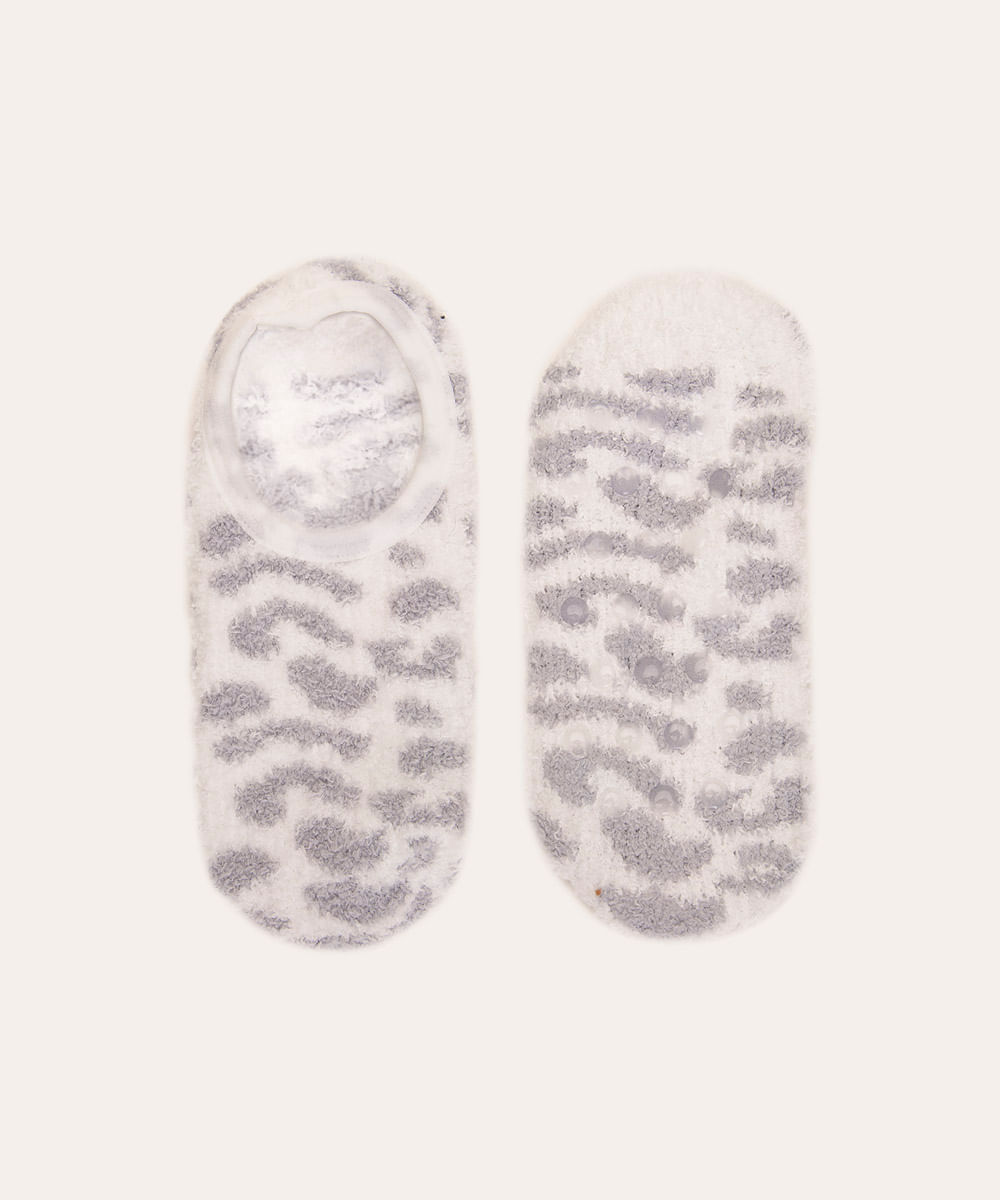 meia de inverno sapatilha animal print branco