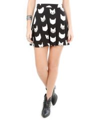 Saia-Evase-Estampada-de-Gatos-Preta-8214732-Preto_1