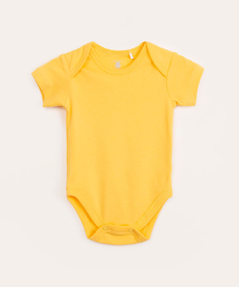 body infantil manga curta amarelo