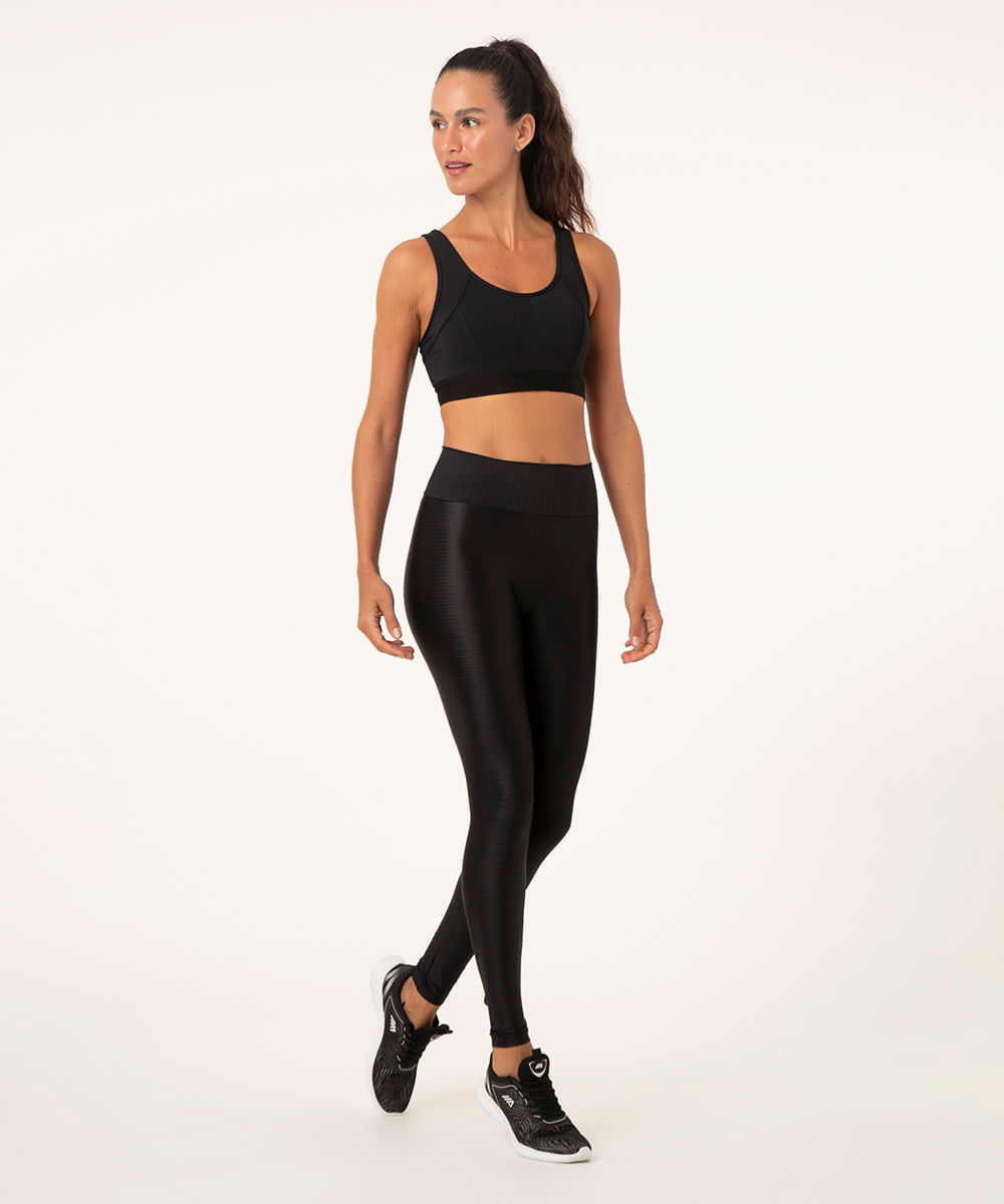 Calça Legging Feminina Esportiva Ace Texturizada Preta