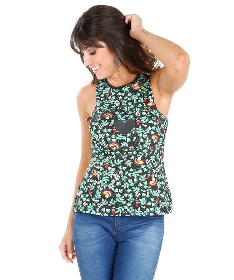 Regata-Estampada-de-Folhas-Preta-8167252-Preto_1