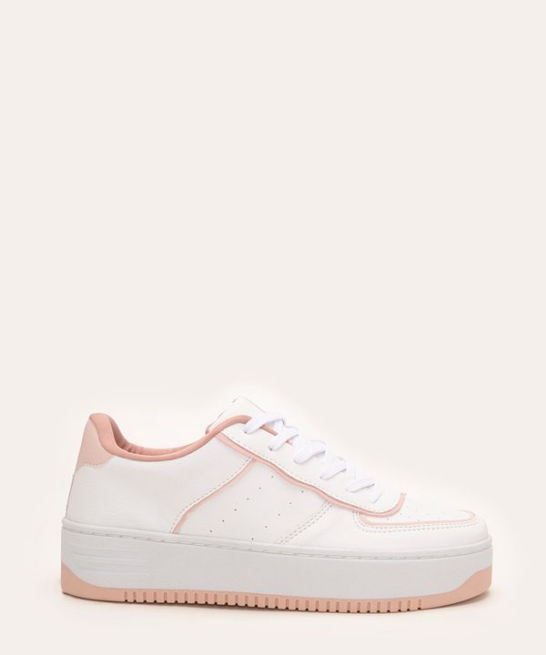tênis casual cano baixo com recortes branco 38