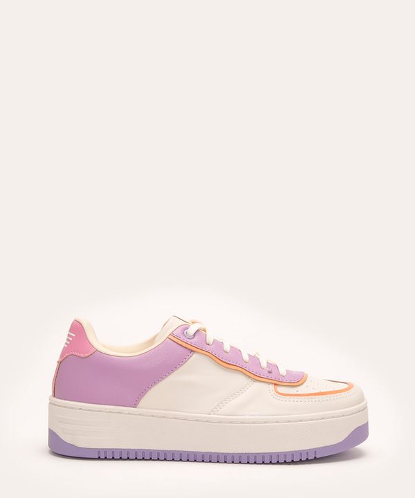 tênis cano baixo flatform com recortes oneself roxo 36