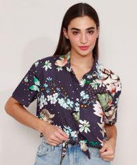 Camisa-Cropped-de-Viscose-Estampada-Floral-com-No-Manga-Curta-Azul-Marinho-9962366-Azul_Marinho_1