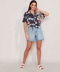 Camisa-Cropped-de-Viscose-Estampada-Floral-com-No-Manga-Curta-Azul-Marinho-9962366-Azul_Marinho_3