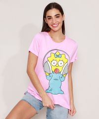 Camiseta-Maggie-Simpson-Manga-Curta-Decote-Redondo-Rosa-9988133-Rosa_1