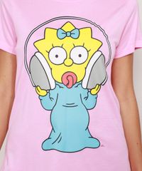 Camiseta-Maggie-Simpson-Manga-Curta-Decote-Redondo-Rosa-9988133-Rosa_2