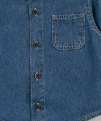 Camisa Jeans Manga Longa Infantil com Bolso Azul Médio detalhe bolso