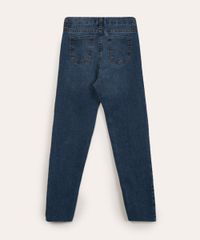 Calça Skinny Jeans Teen com Rasgos Azul Médio vista traseira