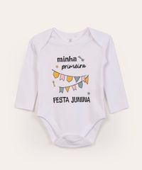 Body Infantil Manga Longa Festa Junina Off White