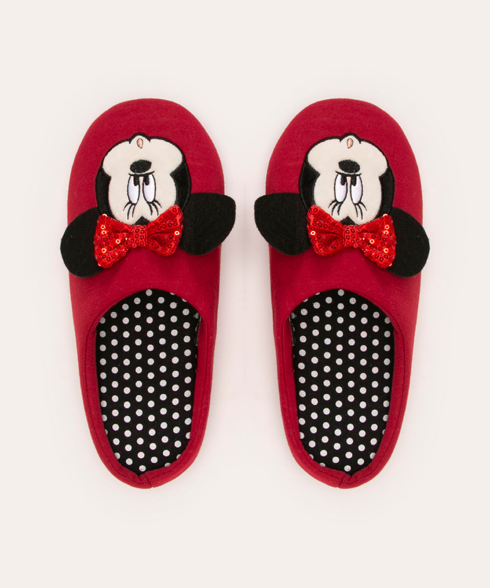 pantufa bordado minnie vermelho