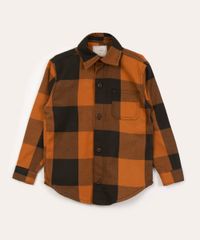 Camisa Xadrez Manga Longa de Festa Junina Infantil Caramelo