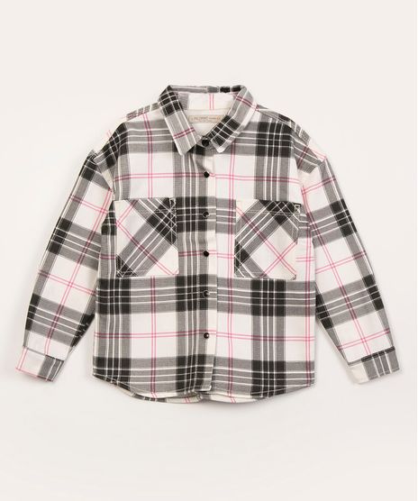 Jaqueta Shacket de Festa Junina Infantil Xadrez Multicolorida