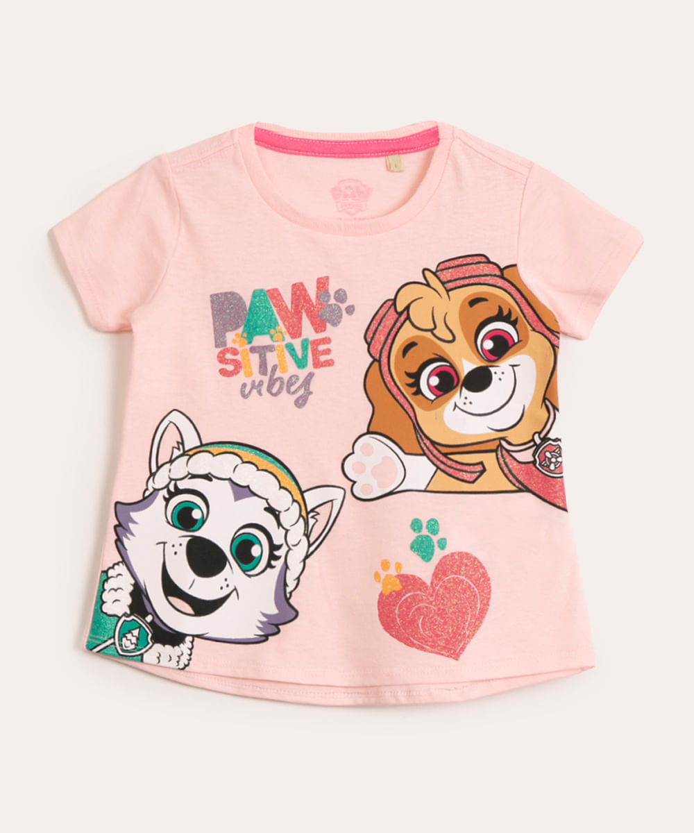 blusa infantil de algodão patrulha canina rosa
