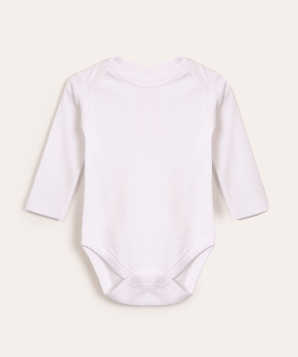 body infantil básico manga longa off white