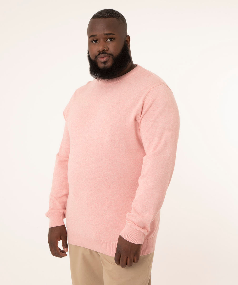 suéter de tricô plus size rosa