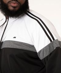 Jaqueta Esportiva Plus Size com Recorte Gola Alta Preto Masculina
