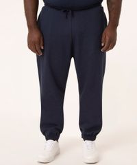 Calça Plus Size de Moletom Básica Azul Marinho Masculina frente