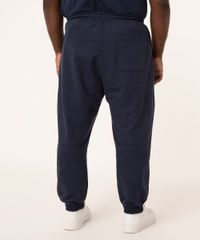 Calça Plus Size de Moletom Básica Azul Marinho Masculina costas