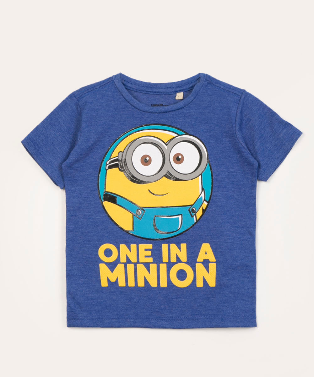 camiseta infantil manga curta minions azul