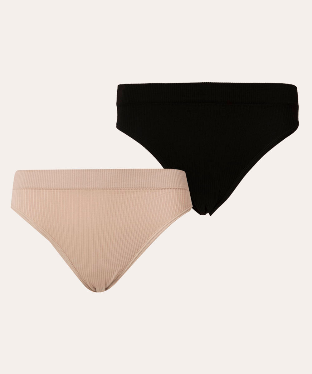 kit de 2 calcinhas biquíni caneladas delrio multicor