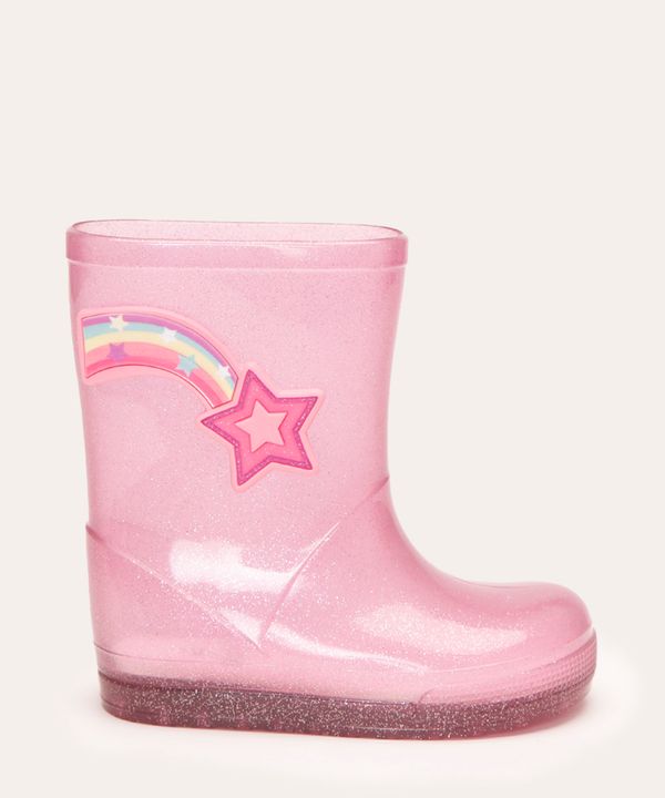 galocha infantil com glitter estrela cadente rosa 25-26