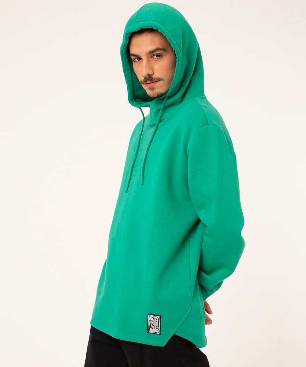 blusão de moletom oversized com capuz verde