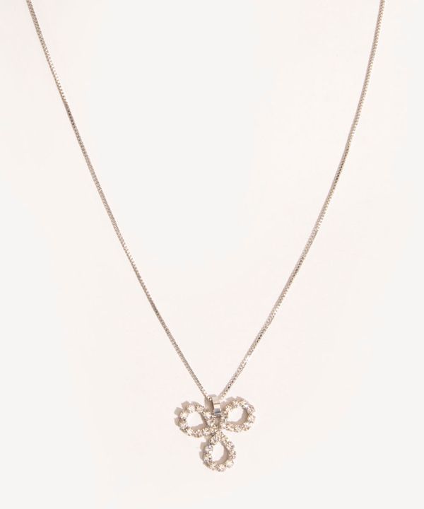 Colar Feminino Pingente de Flor com Strass Prateado Único
