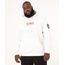 Blusa Plus Size de Moletom Nasa com Capuz Branco Masculina frente