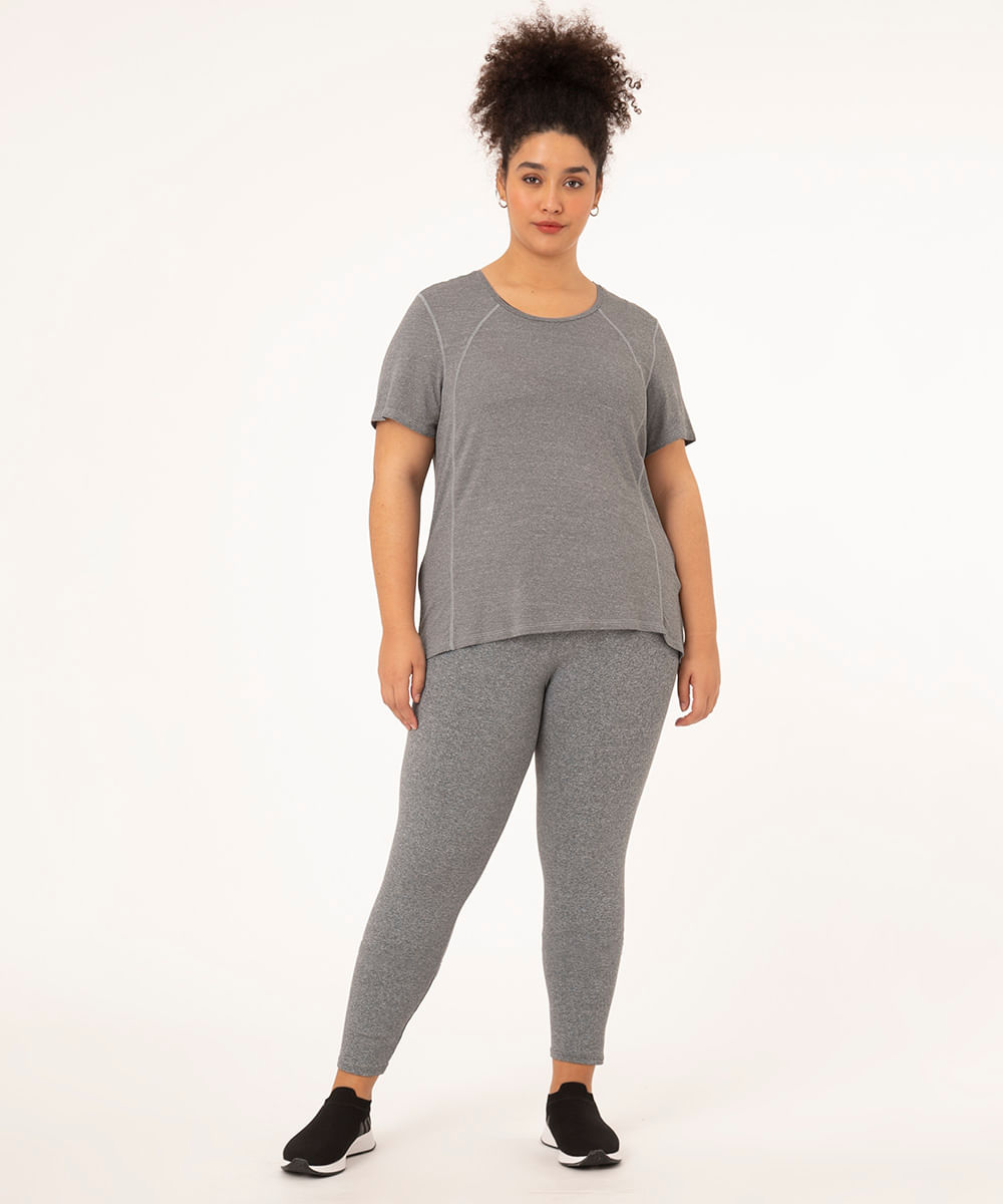 calça legging plus size básica ace cinza mescla