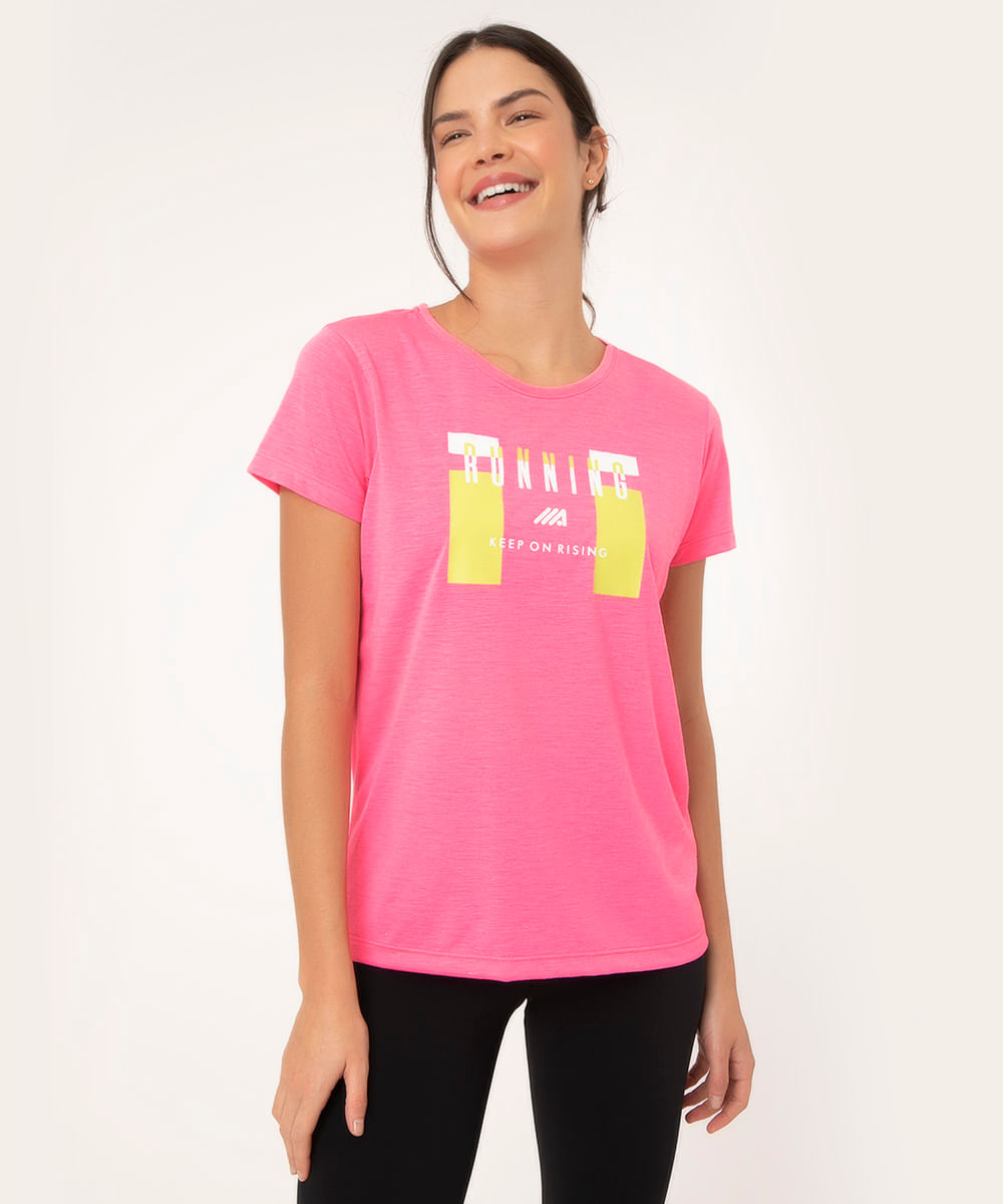 blusa manga curta running esportivo ace rosa