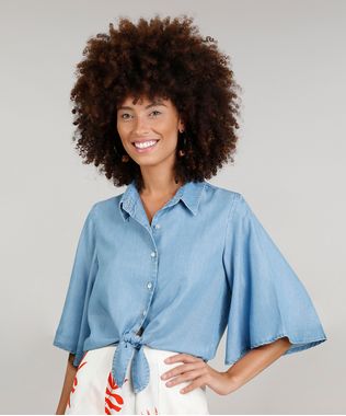 Camisa-Jeans-Feminina-Cropped-Dress-To-Manga-Borboleta-Azul-Claro-9269787-Azul_Claro_1