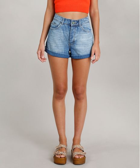 Short-Jeans-Feminino-Vintage-Dress-To-com-Barra-Dobrada-Azul-Medio-9269779-Azul_Medio_1