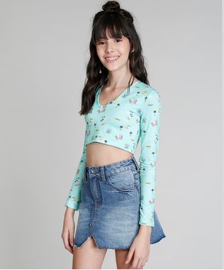 Blusa-de-Praia-Cropped-Infantil-Love-Dress-Estampada-de-Praia-Manga-Longa-Verde-Claro-9280901-Verde_Claro_1