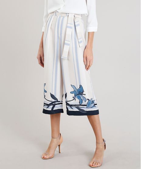Calca-Feminina-Pantacourt-Listrada-com-Flores-e-Faixa-para-Amarrar-Bege-9246049-Bege_1