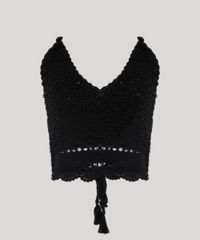 Regata-Cropped-Feminina-Dress-To-em-Croche-com-Tassel-Decote-V-Preta-9226941-Preto_5