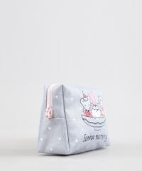 Necessaire-Feminina-Estampada-de-Poas-com-Ratinhos-Cinza-Mescla-9312743-Cinza_Mescla_2
