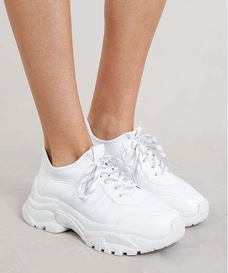 tenis branco chunky feminino