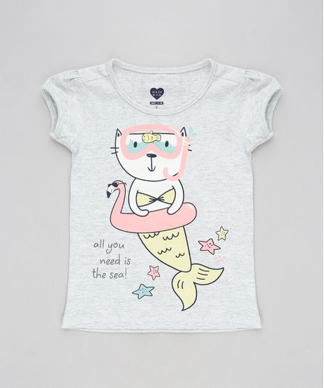 Blusa-Infantil-Gata-Sereia-Manga-Curta-Decote-Redondo-Cinza-Mescla-Claro-9301884-Cinza_Mescla_Claro_1