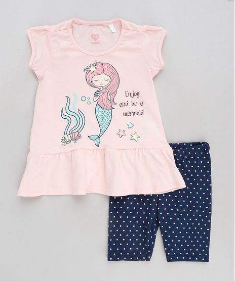 Conjunto-Infantil-de-Blusa-Sereia-Manga-Curta-Rose---Bermuda-Estampada-de-Poas-Azul-Marinho-9318873-Azul_Marinho_1