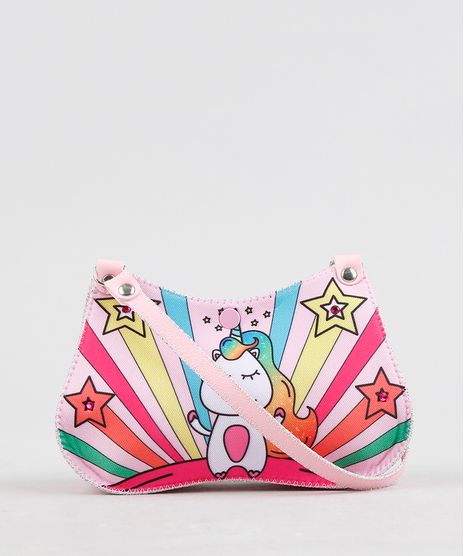 Bolsa-Infantil-Estampada-de-Unicornio---Elasticos-de-Cabelo-Rosa-Claro-9239118-Rosa_Claro_1