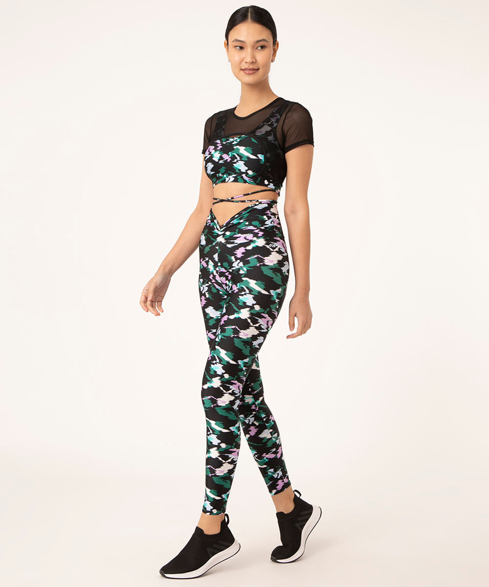 calça legging estampada com amarração esportiva ace multicor