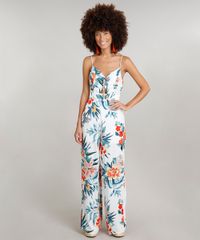 Macacao-Feminino-Dress-To-Estampado-Floral-com-Lace-Up-e-Vazado-Alcas-Finas-Decote-V-Branco-9237737-Branco_1
