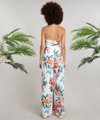 Macacao-Feminino-Dress-To-Estampado-Floral-com-Lace-Up-e-Vazado-Alcas-Finas-Decote-V-Branco-9237737-Branco_3