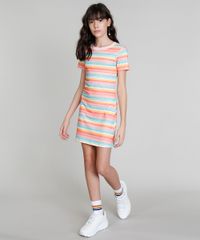 Vestido-T-shirt-Love-Dress-Listrado-Manga-Curta-Coral-9303272-Coral_2