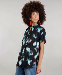 Camisa-Feminina-Ampla-Dress-To-Estampada-de-Caju-com-Bolso-Manga-Curta-Preta-9235167-Preto_1