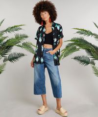 Camisa-Feminina-Ampla-Dress-To-Estampada-de-Caju-com-Bolso-Manga-Curta-Preta-9235167-Preto_2
