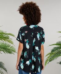Camisa-Feminina-Ampla-Dress-To-Estampada-de-Caju-com-Bolso-Manga-Curta-Preta-9235167-Preto_3